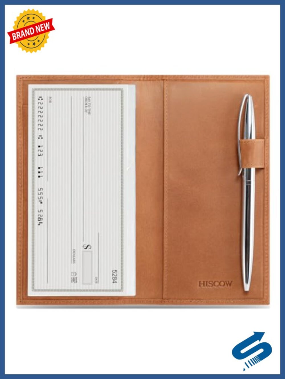 Full Grain Leather Checkbook Cover with Pen Holder